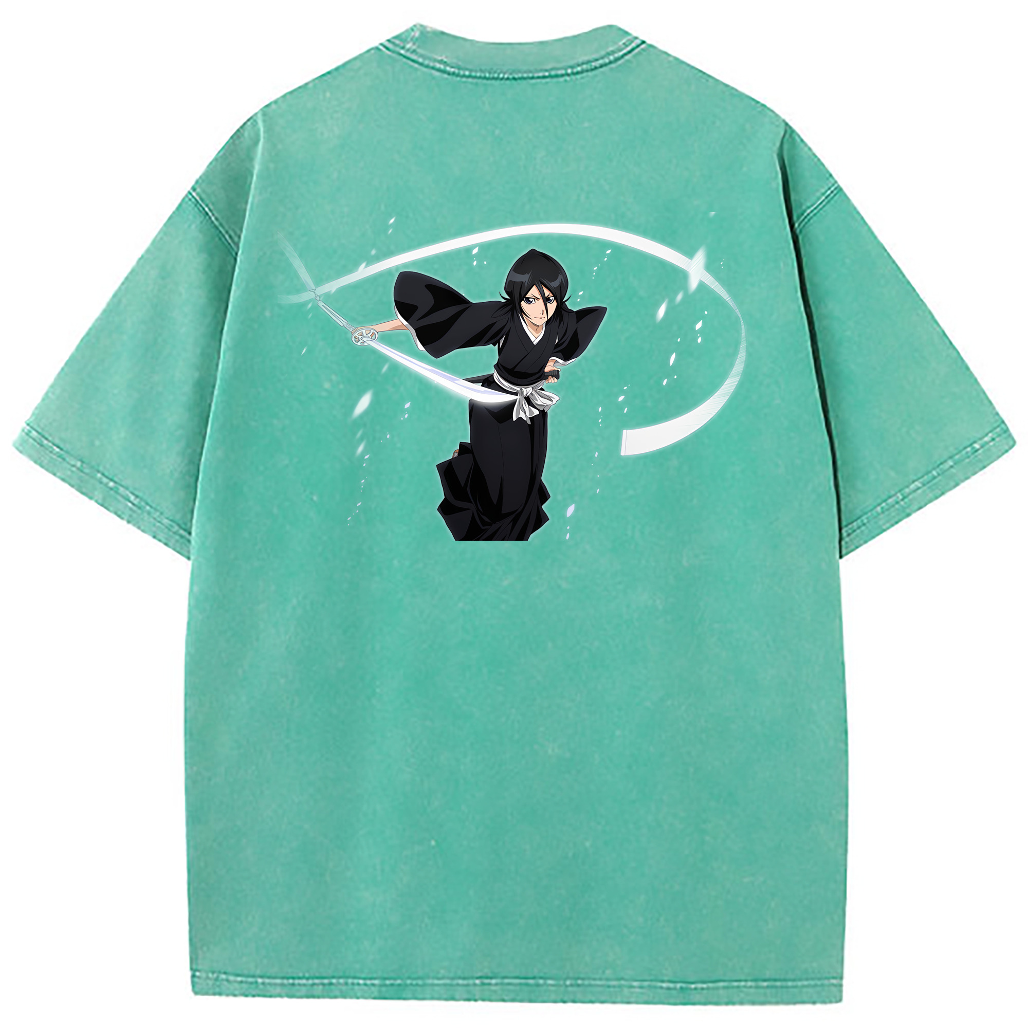 （画像用） ブリーチ 朽木ルキア BLEACH Kuchiki Rukia 綿100% ヴィンテージ風 半袖Tシャツ（背面プリント）